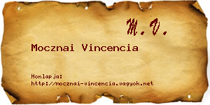 Mocznai Vincencia névjegykártya